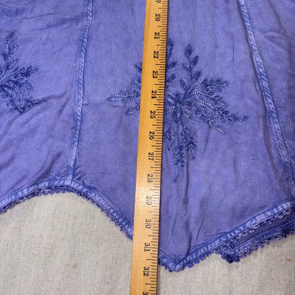 VTG Purple Periwinkle Embroidered Skirt Set Rayon PS Boho Cottagecore Fairycore - Picture 8 of 10